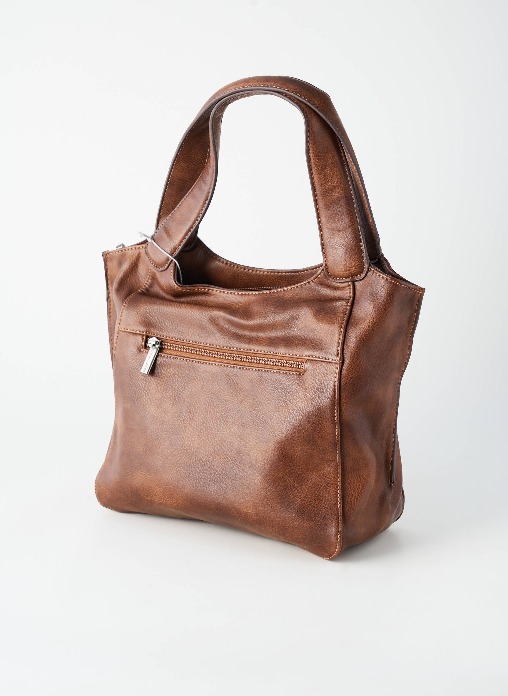 Sac fermeture zippée forme rectangulaire marron PATRICK BLANC femme