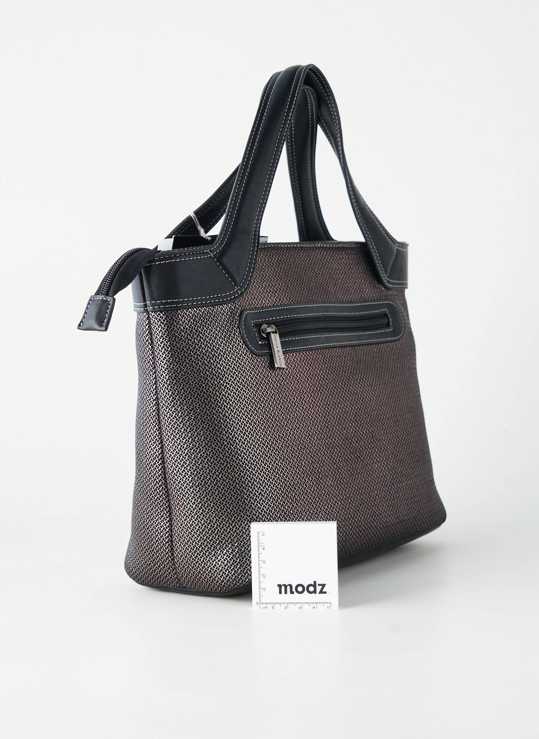 Sac fermeture zippée forme rectangulaire noir PATRICK BLANC femme