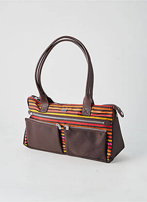 Sac fermeture zippée forme rectangulaire marron TEXIER femme