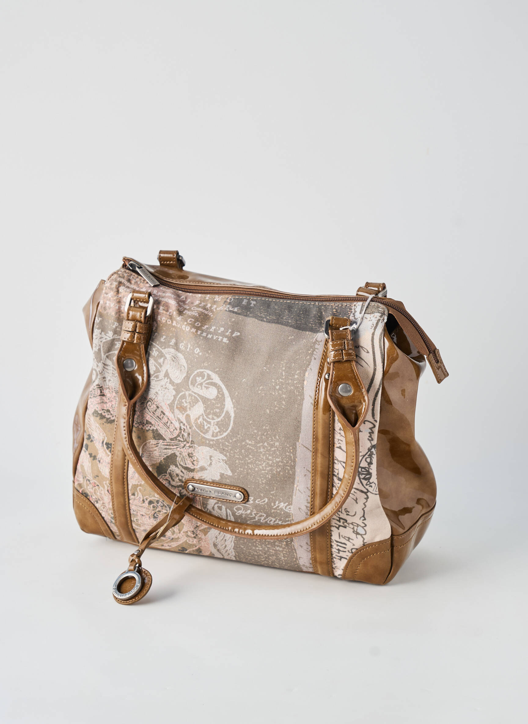 Sac fermeture zippée forme rectangulaire marron PATRICK BLANC femme