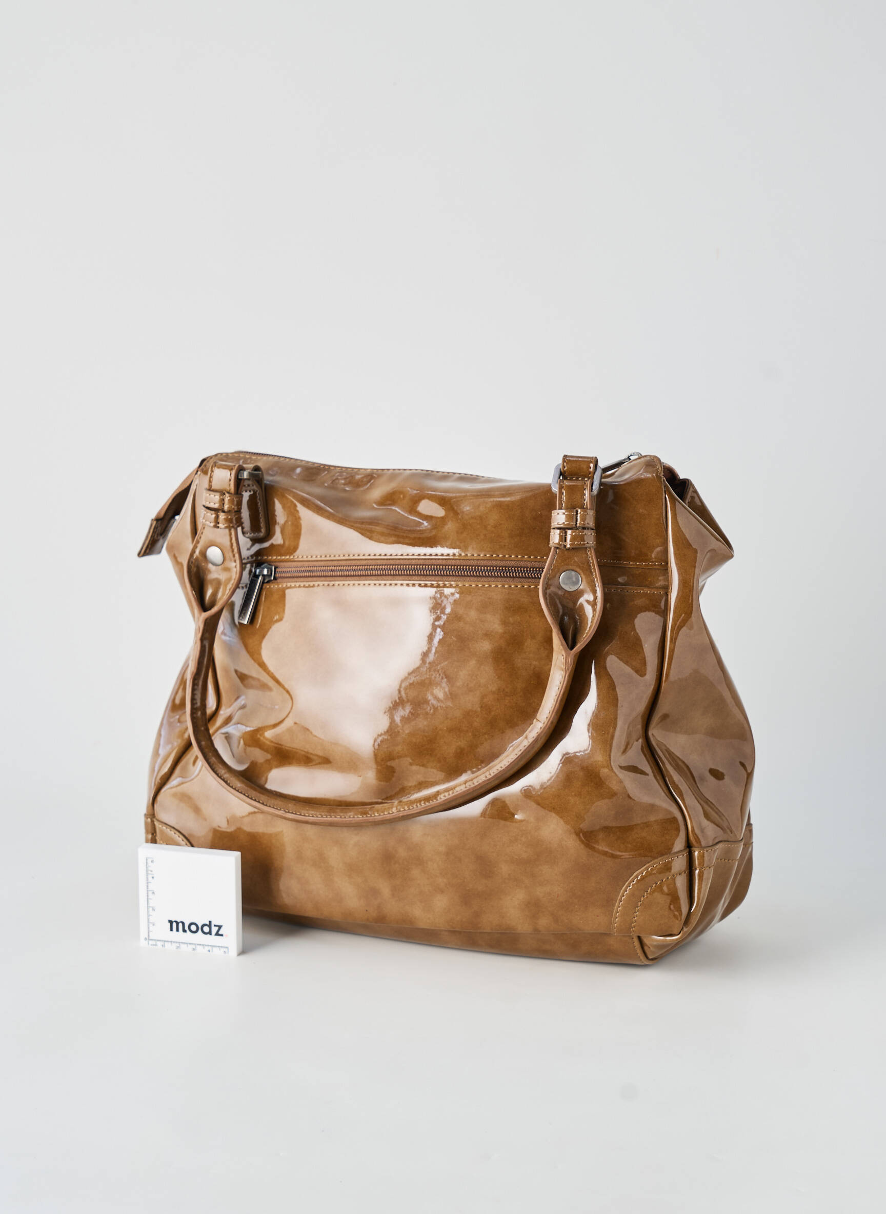 Sac fermeture zippée forme rectangulaire marron PATRICK BLANC femme