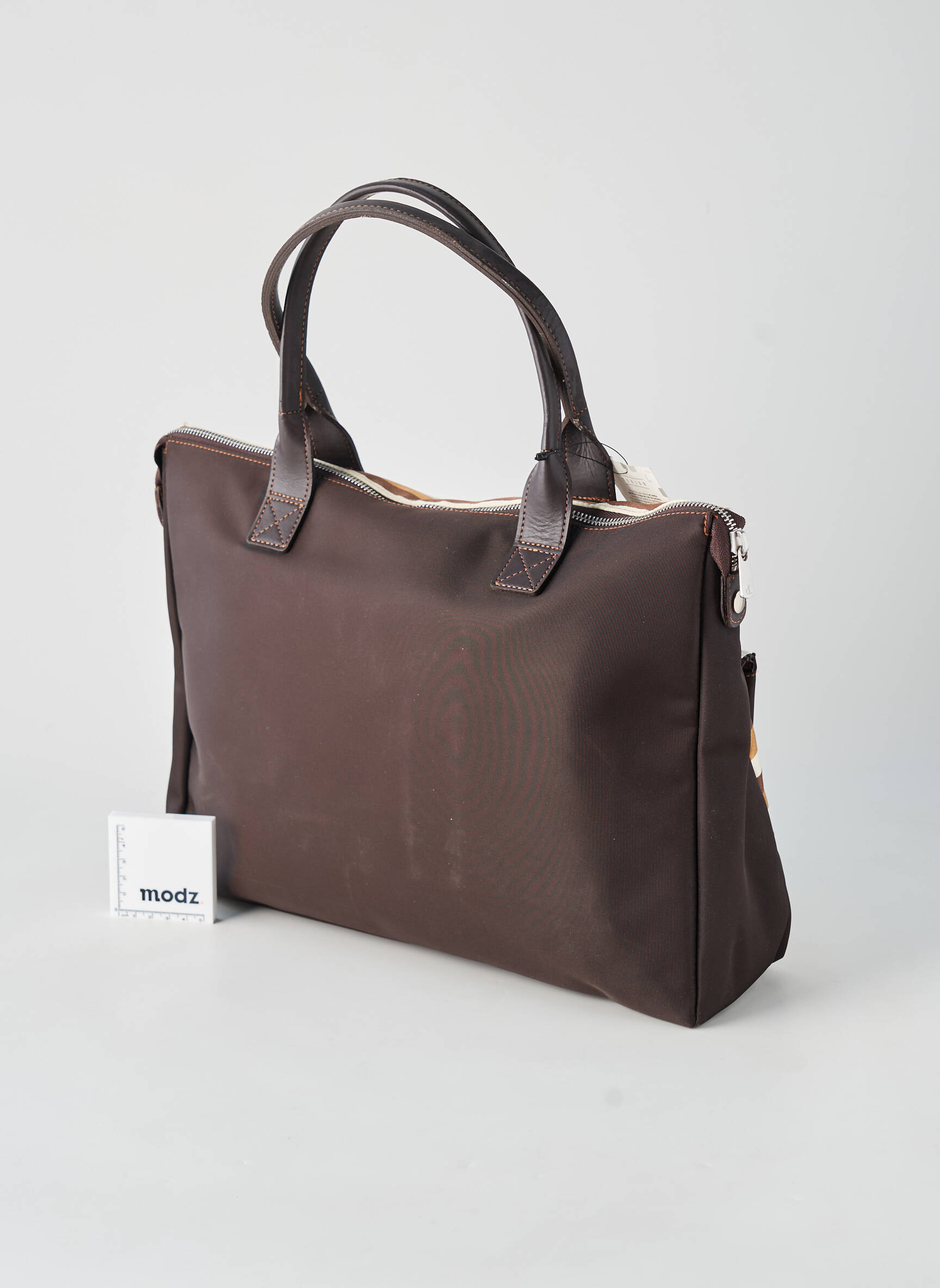 Sac fermeture zippée forme rectangulaire marron TEXIER femme