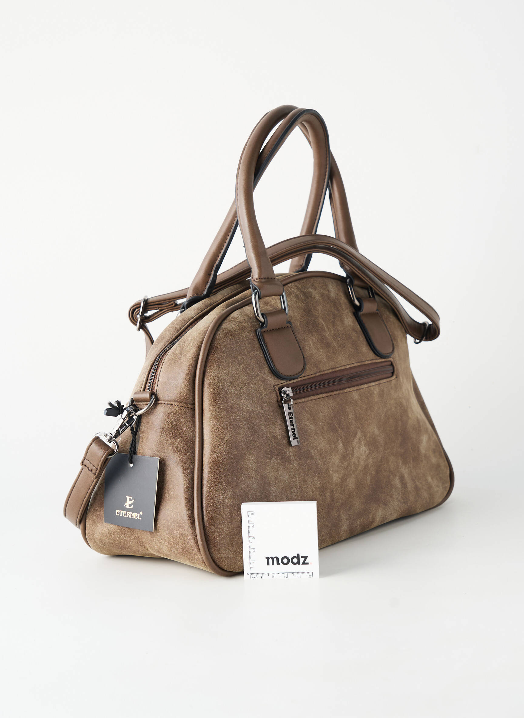 Sac fermeture zippée forme rectangulaire marron ETERNEL femme