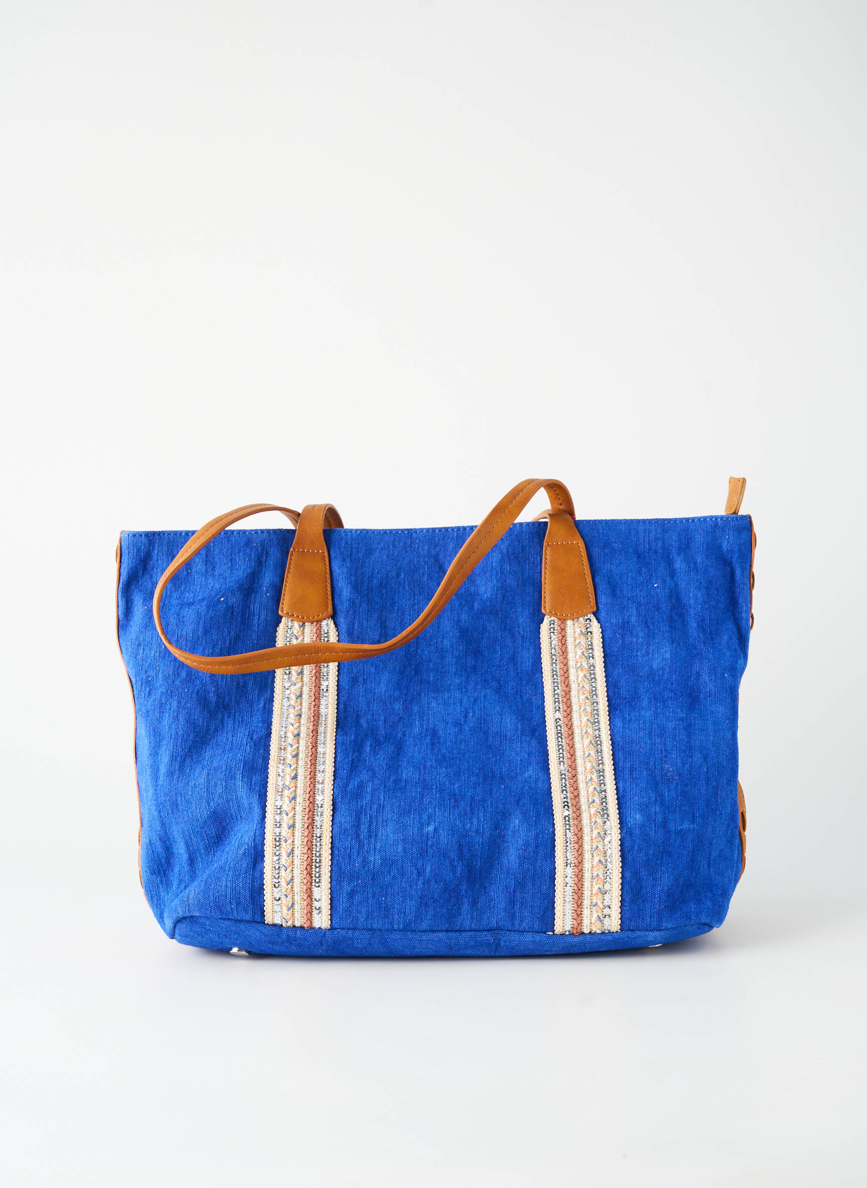 Sac fermeture zippée forme cabas bleu FUCHSIA femme