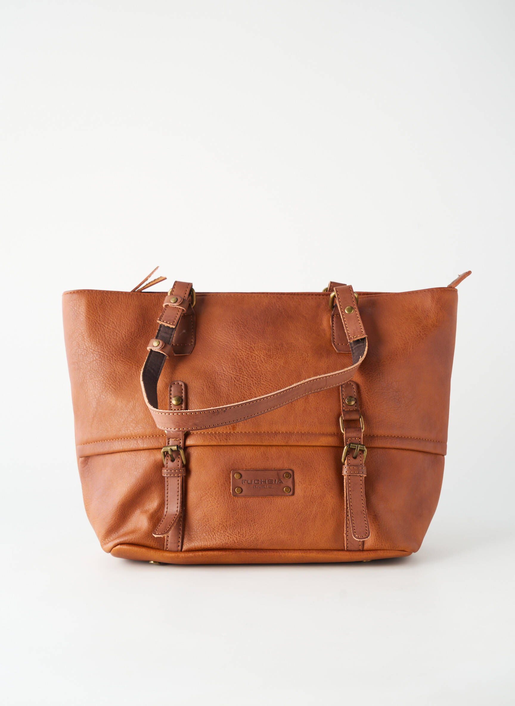Sac fermeture zippée forme cabas marron FUCHSIA femme