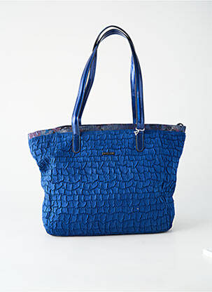 Sac fermeture zippée forme cabas bleu PATRICK BLANC femme