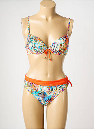 Maillot de bain 2 pièces haut soutien-gorge moulé haut soutien-gorge moulé orange MISS CARAÏBES femme