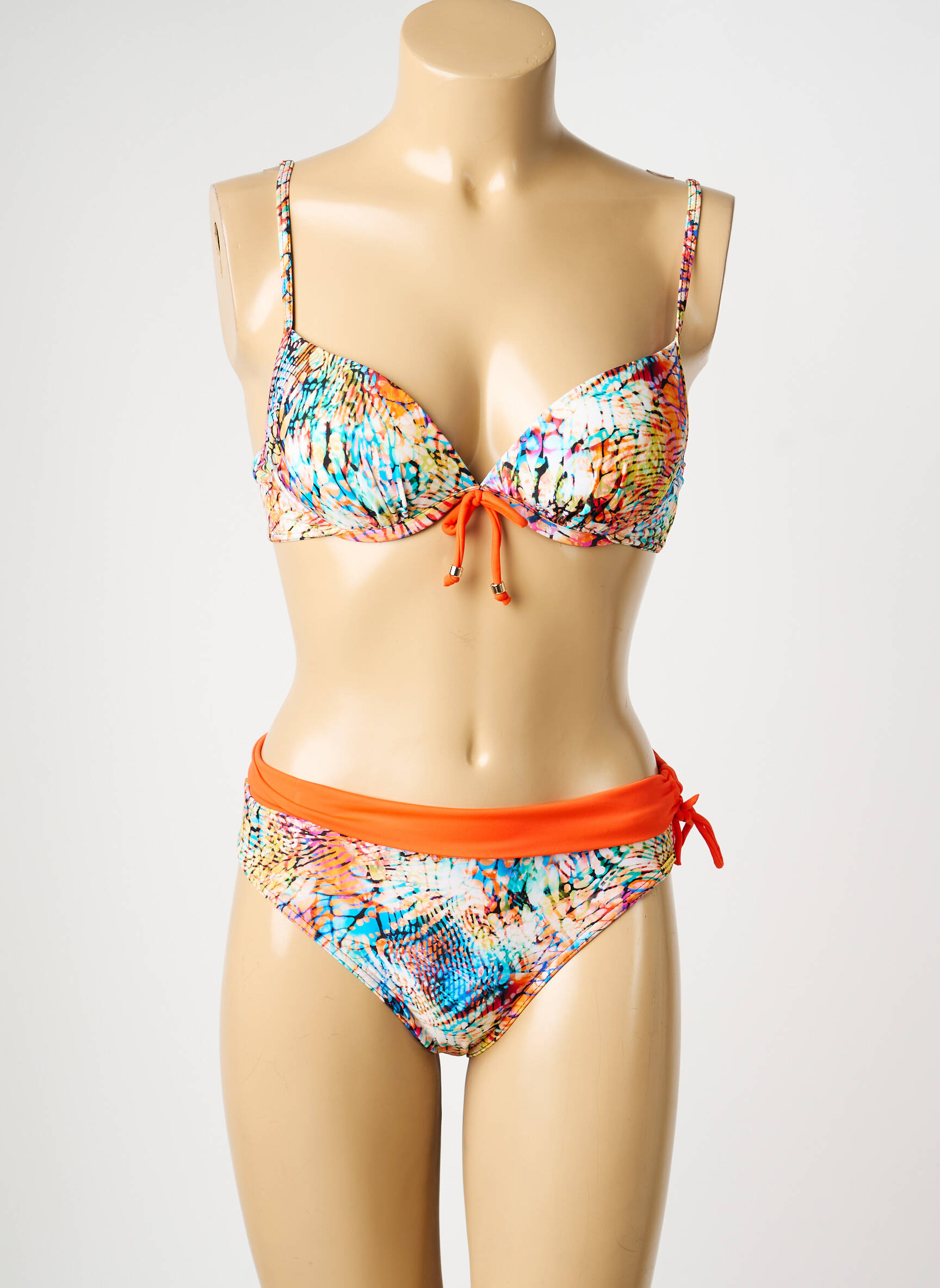 Maillot de bain 2 pièces haut soutien-gorge moulé haut soutien-gorge moulé orange MISS CARAÏBES femme