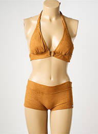 Maillot de bain 2 pièces fermeture liens à nouer haut soutien-gorge avec mousse de rembourrage amovible marron MISS CARAÏBES femme