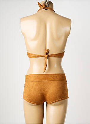 Maillot de bain 2 pièces fermeture liens à nouer haut soutien-gorge avec mousse de rembourrage amovible marron MISS CARAÏBES femme