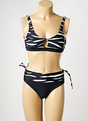 Maillot de bain 2 pièces stretch haut soutien-gorge avec mousse de rembourrage amovible noir SUN PROJECT femme