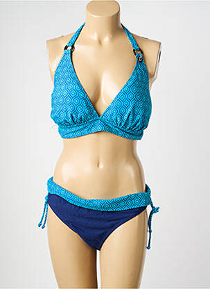 Maillot de bain 2 pièces stretch haut soutien-gorge avec mousse de rembourrage amovible bleu SUN PROJECT femme