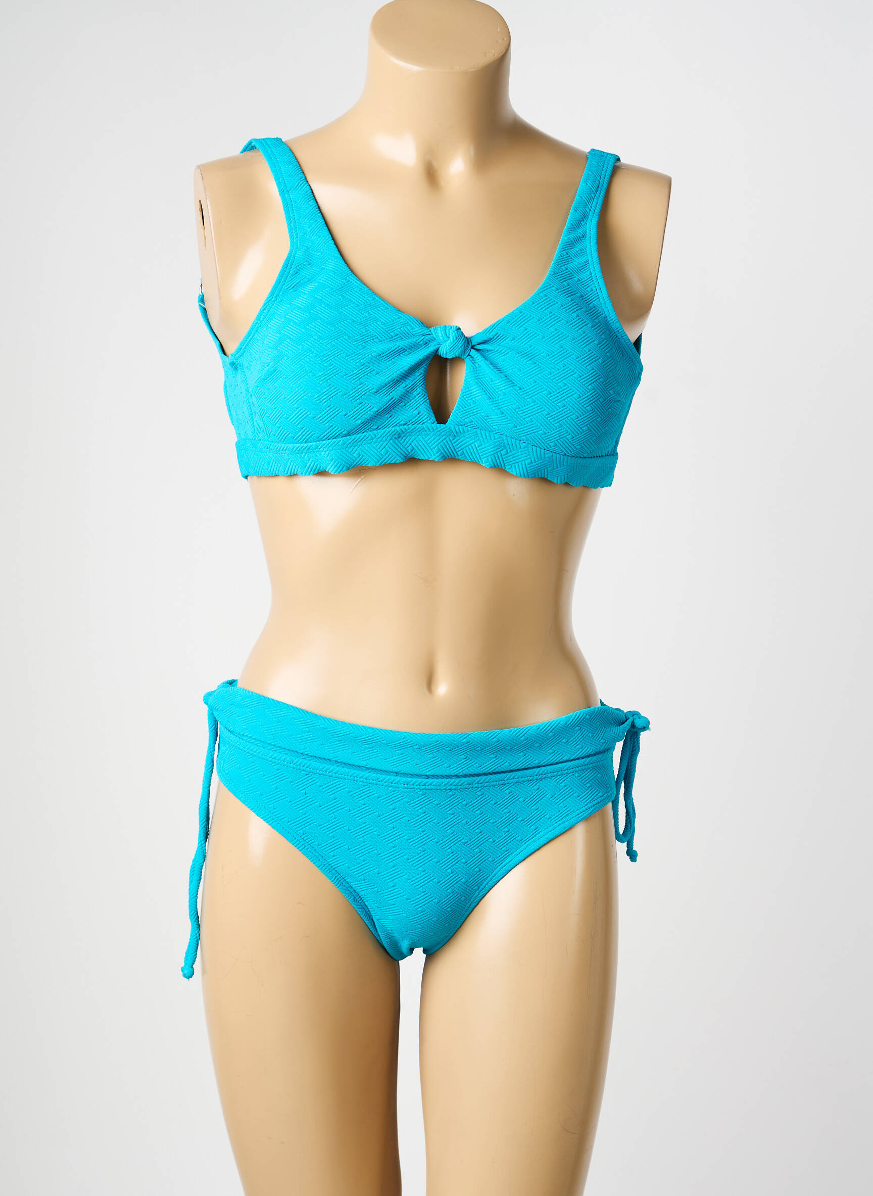 Maillot de bain 2 pièces stretch haut soutien-gorge avec mousse de rembourrage amovible bleu SUN PROJECT femme
