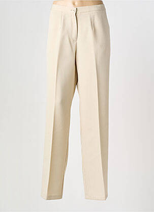 Pantalon droit taille à pinces taille haute beige MANADOUR femme