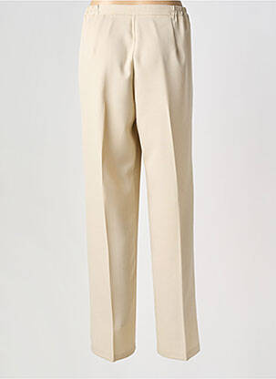 Pantalon droit taille à pinces taille haute beige MANADOUR femme