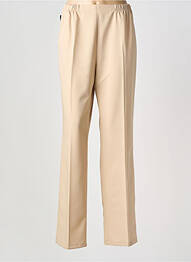 Pantalon droit tissage popeline taille normale beige QUATTRO femme