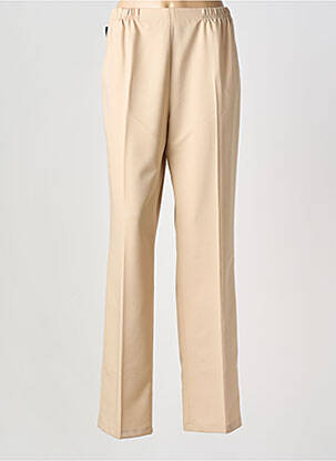 Pantalon droit tissage popeline taille normale beige QUATTRO femme