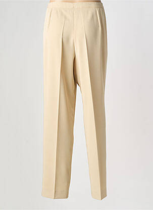Pantalon droit tissage crêpe taille haute beige FRANCE RIVOIRE femme