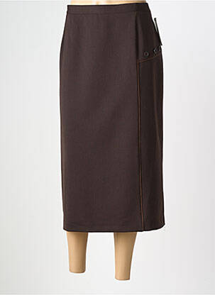 Jupe longue tissage crêpe marron IMPULSION femme