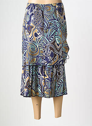 Jupe longue imprimé fantaisie bleu MANADOUR femme