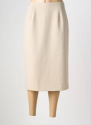 Jupe mi-longue taille à pinces beige FRANCE RIVOIRE femme