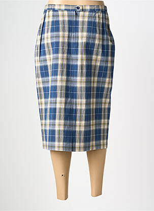 Jupe mi-longue taille à pinces bleu MANADOUR femme