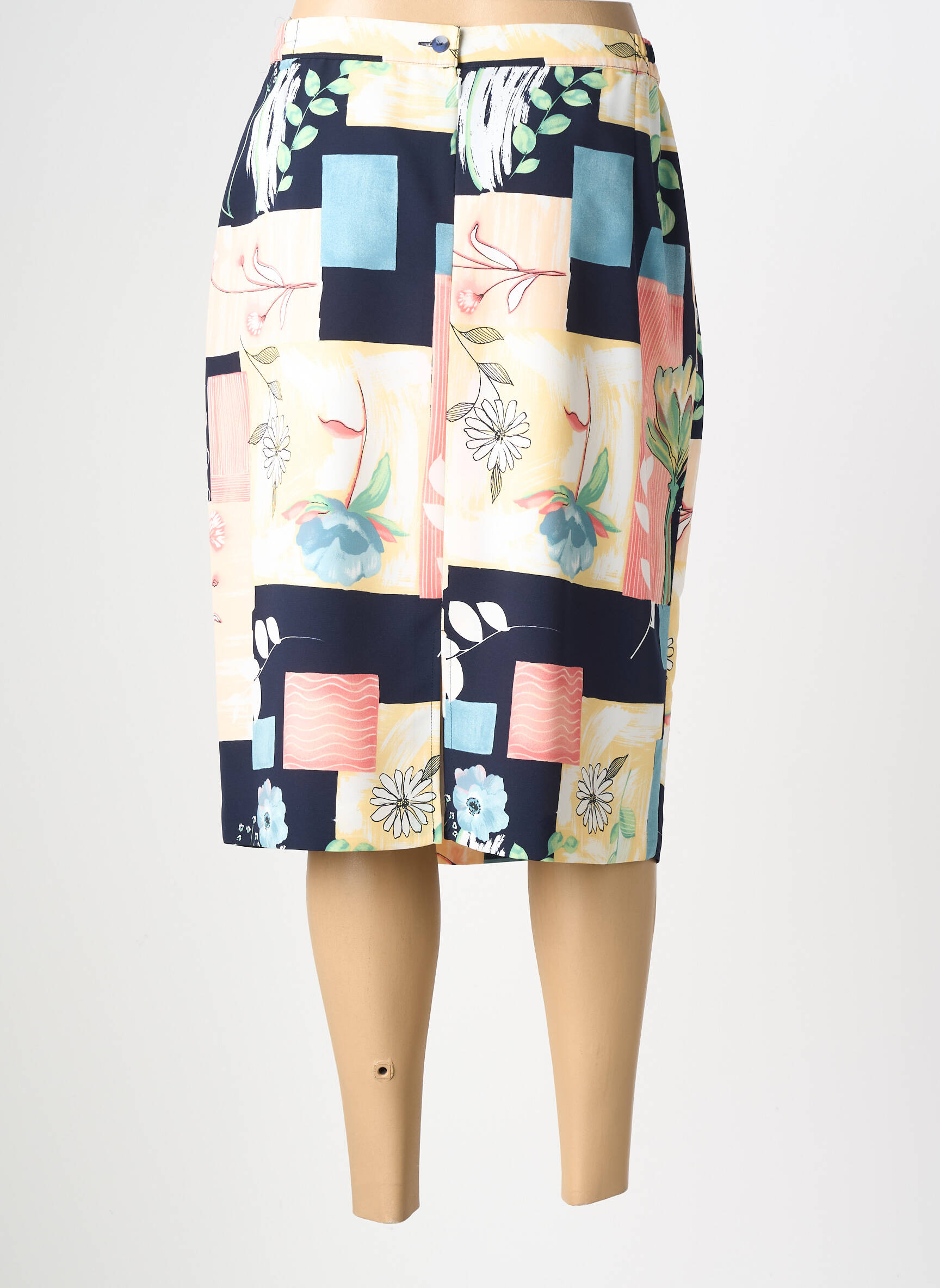 Jupe mi-longue taille à pinces jaune PASCALE GOUTALAND femme