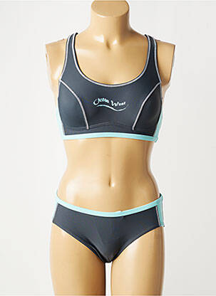 Maillot de bain 2 pièces stretch brassieres gris SUN BEACH femme