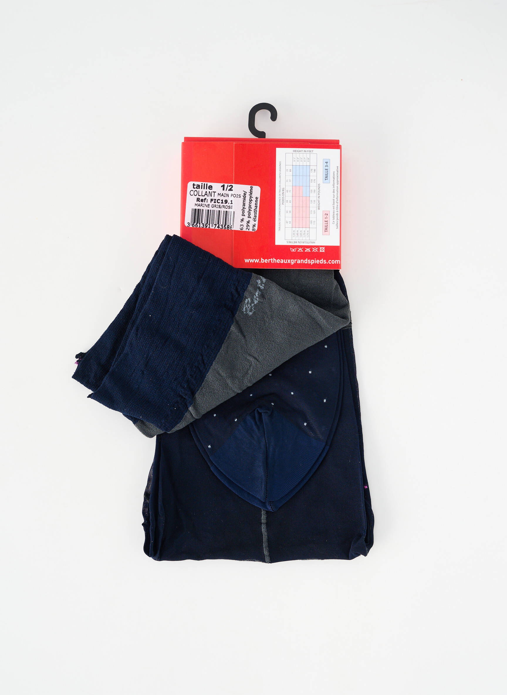 Collants imprimé fantaisie bleu BERTHE AUX GRANDS PIEDS femme