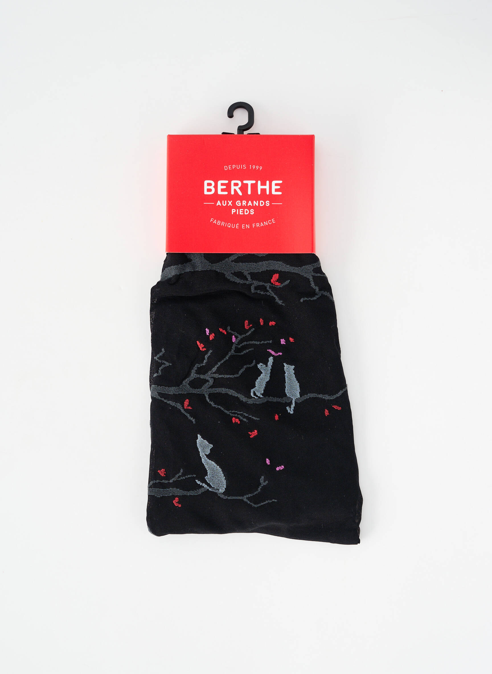 Collants imprimé fantaisie noir BERTHE AUX GRANDS PIEDS femme