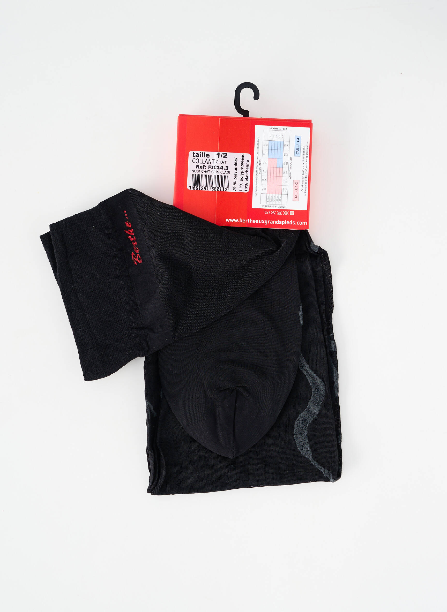 Collants imprimé fantaisie noir BERTHE AUX GRANDS PIEDS femme