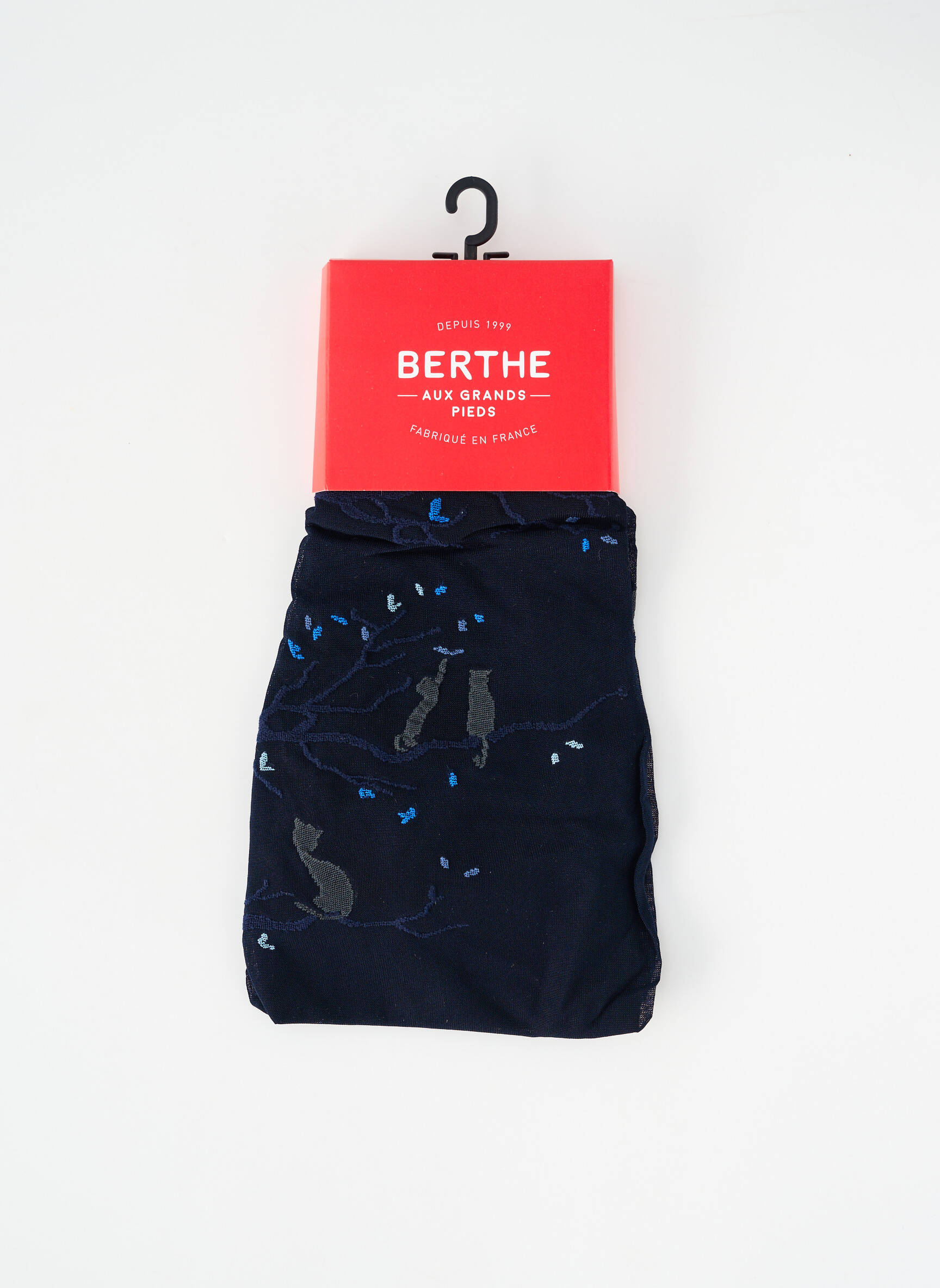 Collants imprimé fantaisie bleu BERTHE AUX GRANDS PIEDS femme