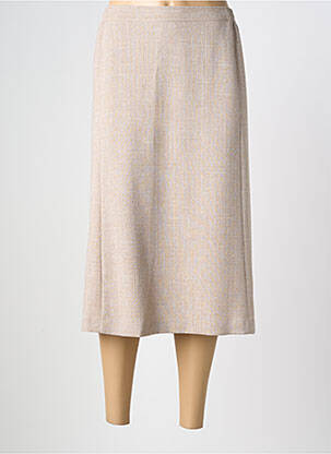 Jupe mi-longue coupe évasée beige GEVANA femme