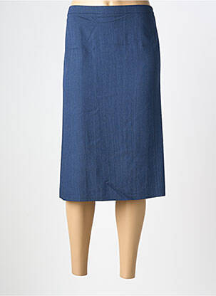 Jupe mi-longue coupe droite bleu GUY DUBOUIS femme