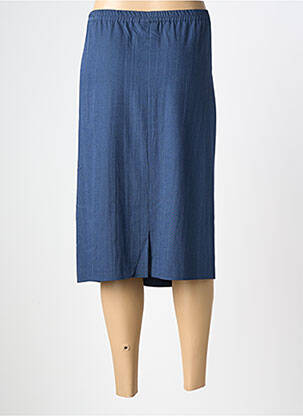 Jupe mi-longue coupe droite bleu GUY DUBOUIS femme
