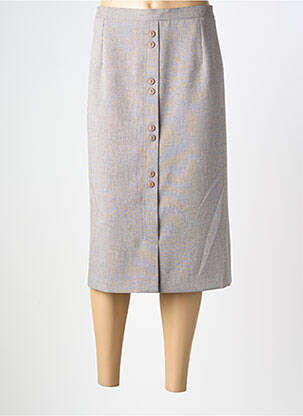Jupe mi-longue taille à pinces gris 20/20 femme