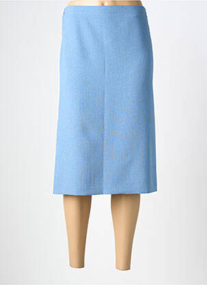 Jupe mi-longue taille à pinces bleu GUY DUBOUIS femme