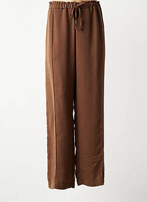 Pantalon large tissage crêpe taille normale marron FRANCK ANNA femme
