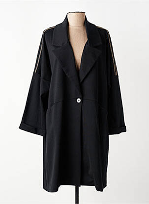 Manteau long coupe cintrée sans capuche noir FRANCK ANNA femme