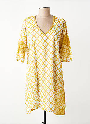 Tunique manches courtes col v jaune FRANCK ANNA femme