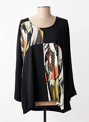 Tunique manches longues tissage crêpe noir FRANCK ANNA femme