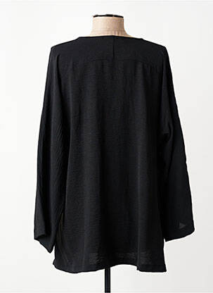 Tunique manches longues tissage crêpe noir FRANCK ANNA femme