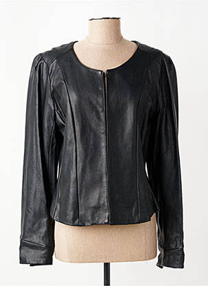 Veste simili cuir coupe cintrée noir KOKOMARINA femme