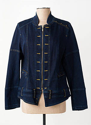 Veste casual col rond bleu PAUSE CAFE femme