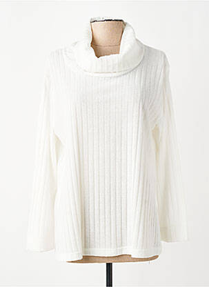 Pull col roulé coupe droite manches longues blanc FRANCK ANNA femme