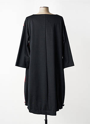 Robe mi-longue manches longues manches longues noir FRANCK ANNA femme