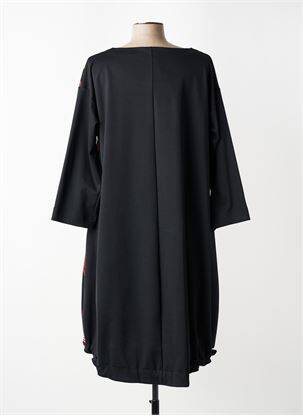 Robe mi-longue manches longues manches longues noir FRANCK ANNA femme