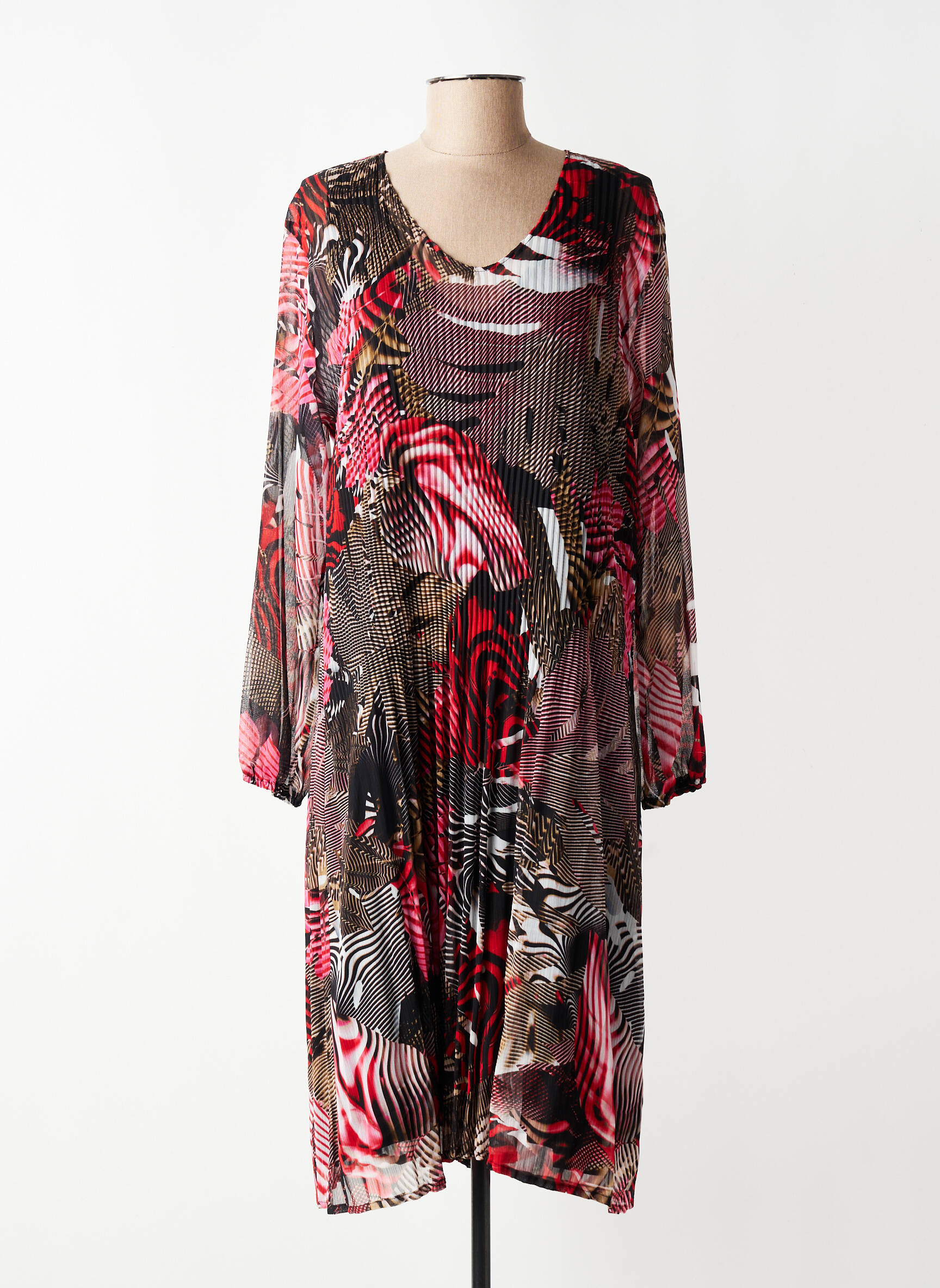 Robe mi-longue coupe fluide manches longues noir FRANCK ANNA femme