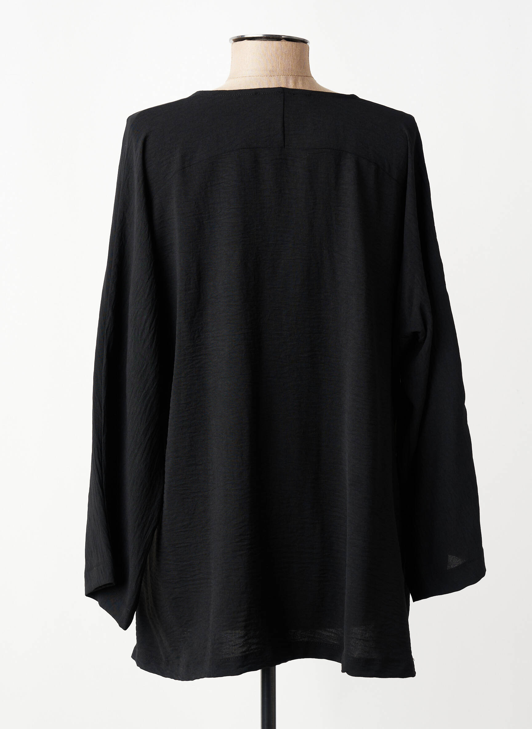 Tunique manches longues tissage crêpe noir FRANCK ANNA femme