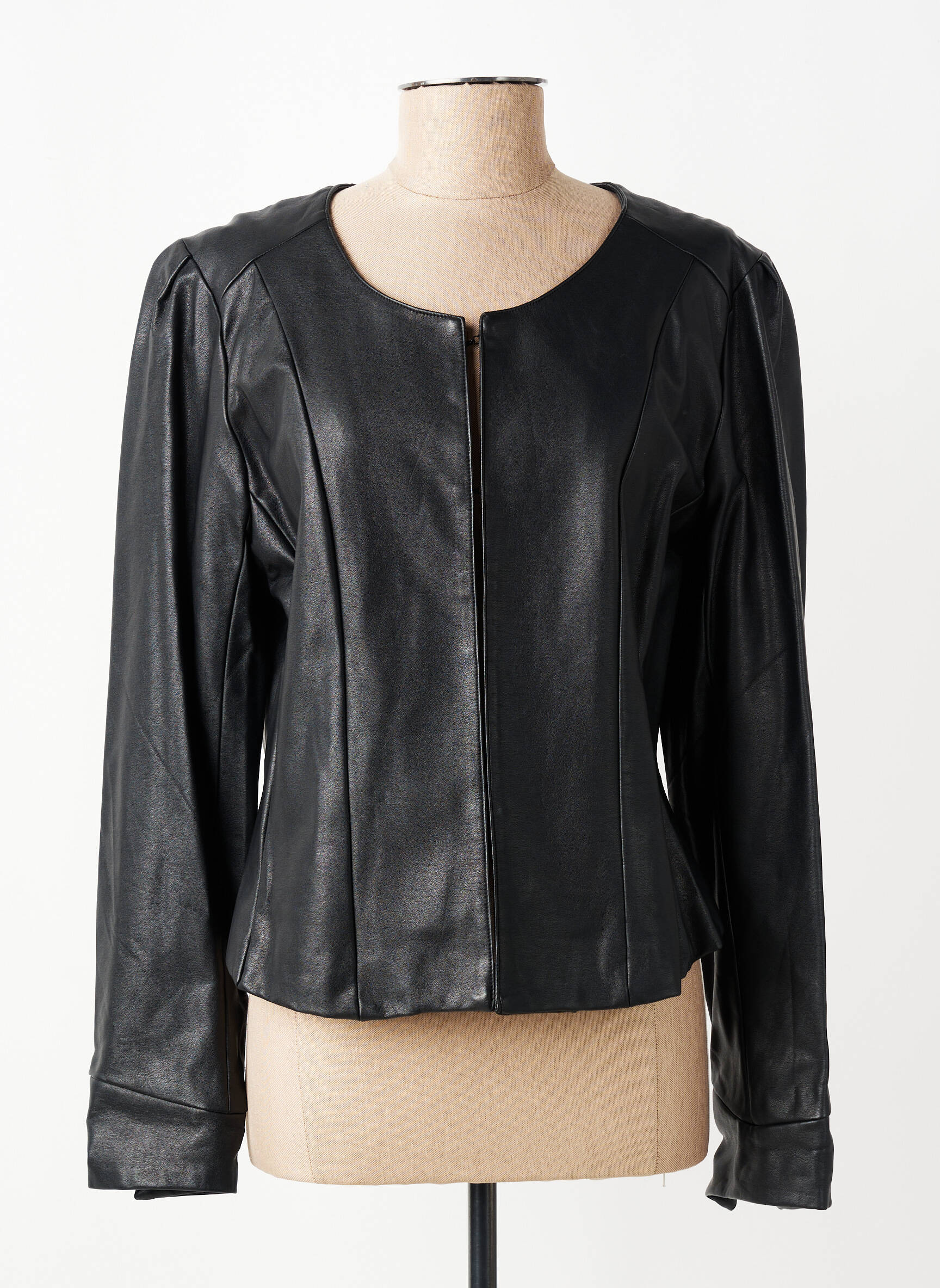 Veste simili cuir coupe cintrée noir KOKOMARINA femme
